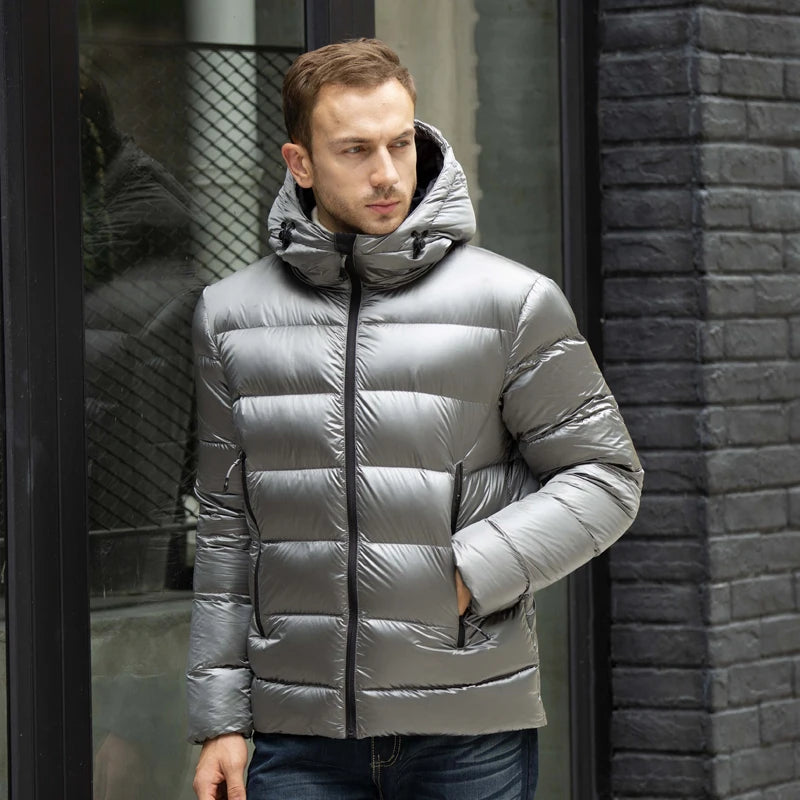 Jaqueta Masculina de inverno Revestimento 90% Pena de Ganso branco