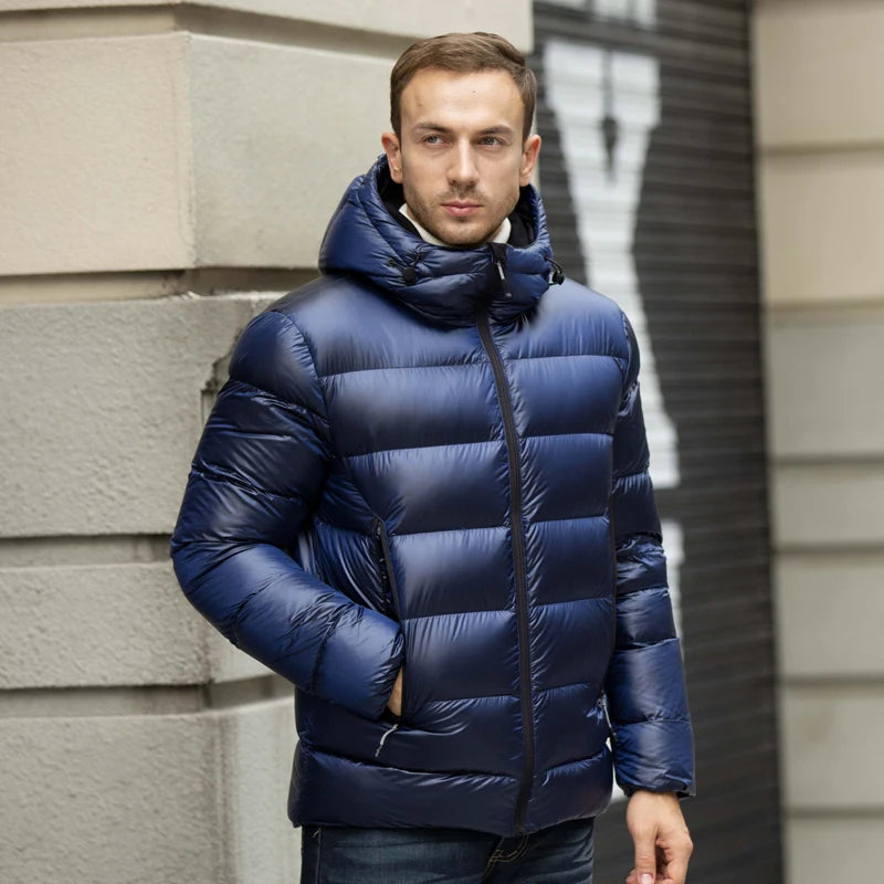 Jaqueta Masculina de inverno Revestimento 90% Pena de Ganso branco