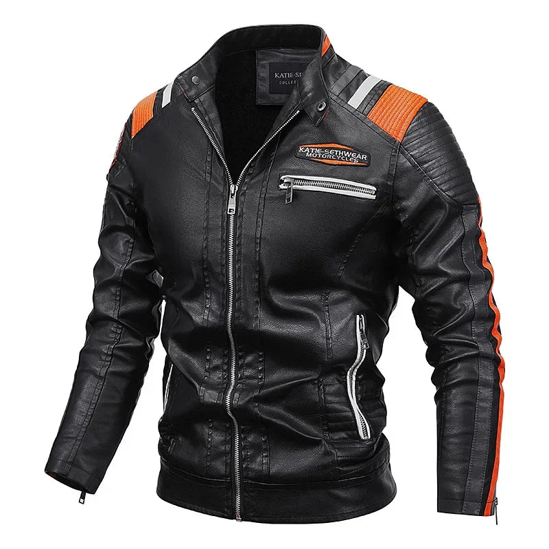 Jaqueta de Couro Masculina Clássica Estilo Motociclista