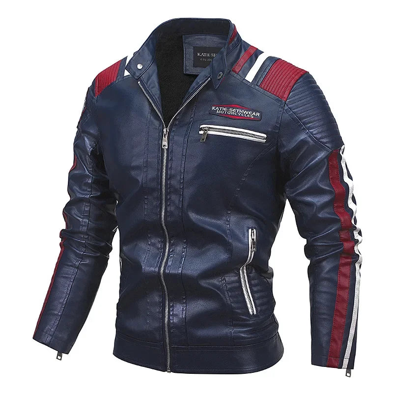 Jaqueta de Couro Masculina Clássica Estilo Motociclista